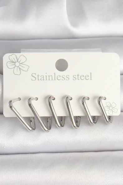 Gümüş Renk Üçgen Model Kadın Küpe Seti - EBJ250315W32071 ürün görseli