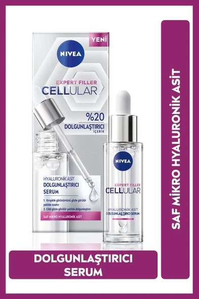 NIVEA Cellular Expert Filler Dolgunlaştırıcı Serum 30ml, Kırışıklık Karşıtı, Hyaluronik Asit, Nemlendirici