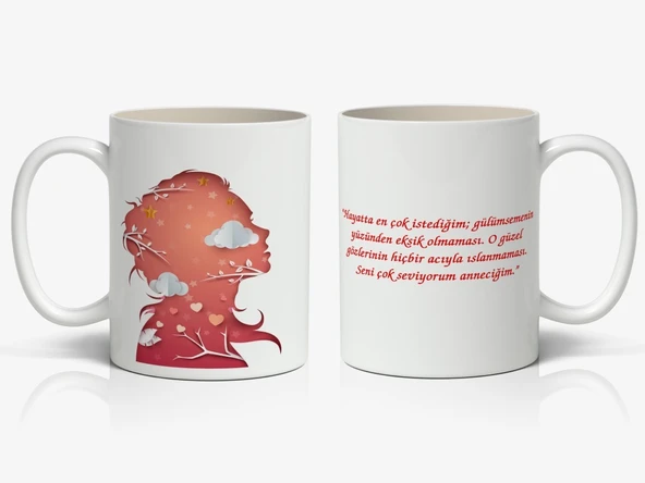 Anneye Özel Mesajlı 1 Adet Sevginizi Yansıtan Anneler Günü Hediyelik Kupa ürün görseli 1