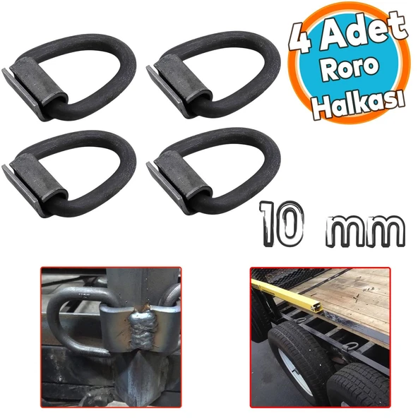 Roro Sallama Halkası Kaynak Klipli Karoser Römork Dorse Yük Sabitleme Metal Halka Bağlama Kancası 4 Adet