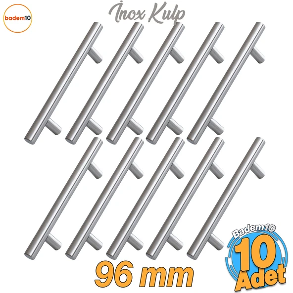 Pürüzsüz 96 mm İnox Metal 10 Adet Mobilya Mutfak Çekmece Dolap Dolabı Kapak Kulbu Kulpu Kulpları - Resim 7