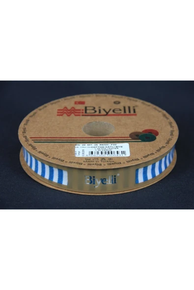 Biye Kalın Çizgili Katlı F08 Petrol 2 cm 25 Metre %65 Koton %35 Polyester - 2
