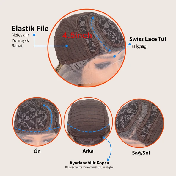 Siyah Kısa Afro Yan Tül Peruk - Resim 6