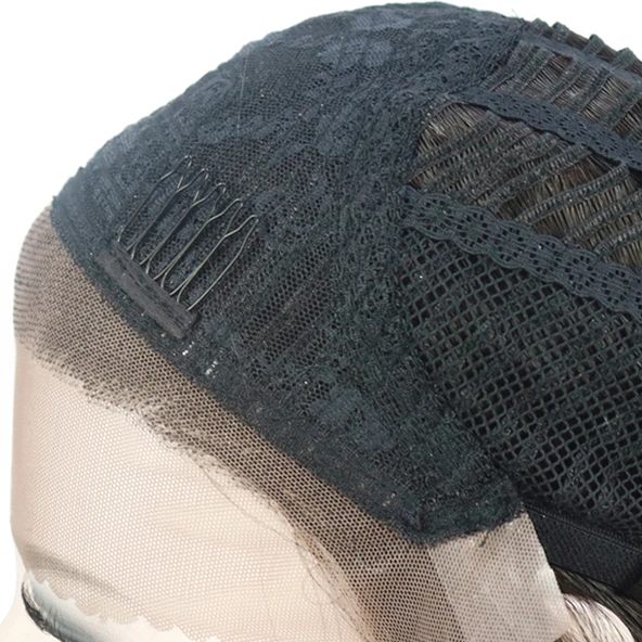 Siyah Yoğun Dalga Afro Dalga Tül Peruk - Resim 6