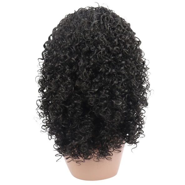 Siyah Yoğun Dalga Afro Dalga Tül Peruk - Resim 4