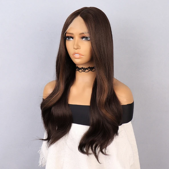 Kumral Dalgalı Işıltılı Tül Peruk - Resim 3