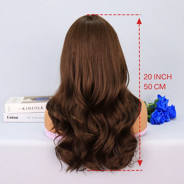 Kumral Önlerde Platin Işıltılı Dalgalı Tül Peruk - Resim 8