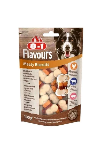 8in1 Flavours Meaty Biscuits Köpek Ödülü 100 Gr ürün görseli 1