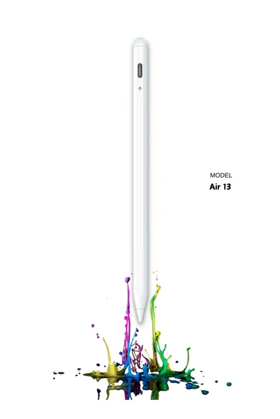 iPad 2025 Air 13 M3 Uyumlu Yapışarak Manyetik Şarj Olabilen Avuçiçi ve Eğim Özellikli Tablet Kalemi