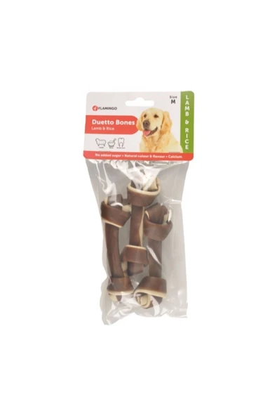 Flamingo Duetto Kuzu Ve Pirinçli Düğümlü Köpek Kemiği Medium 120 gr 3 lü - 1