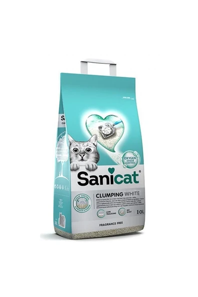 Sanicat Clumping White Oksijen Kontrol Kedi Kumu 10 Lt
