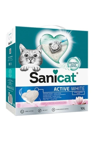 SaniCat Active White Lotus Ultra Topaklanan Kedi Kumu 10lt