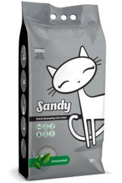 Sandy Parfümsüz Ekstra Topaklanan Sodyum Bentonit Kedi Kumu 10 Kg