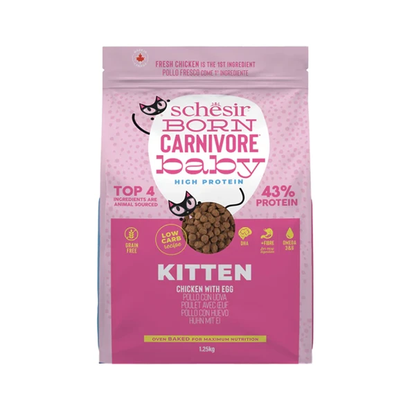 Schesir Born Carnivore Baby Tavuklu ve Yumurtalı Yavru Kedi Maması 1,25kg