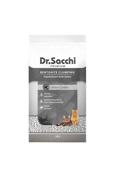 Dr.Sacchi Aktif Karbonlu Bentonit Kedi Kumu 10 Lt