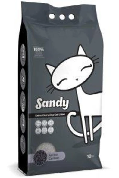Sandy Aktif Karbonlu Tozsuz Topaklanan Sodyum Bentonit Gri Kedi Kumu 10kg