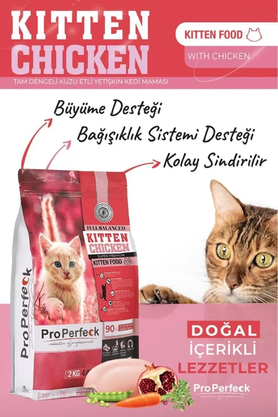 Pro Perfeck Premium Tavuklu Narlı Havuçlu Yavru Kedi Maması 2 KG