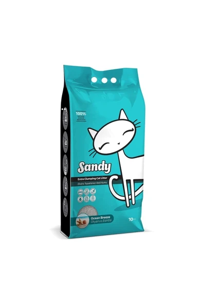 Sandy Okyanus Esintili Kokulu Ekstra Topaklanan Sodyum Bentonit Kedi Kumu 10kg
