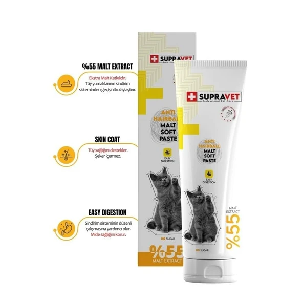 Supravet Anti Hairball Kediler için Malt Macun 100 G - 1