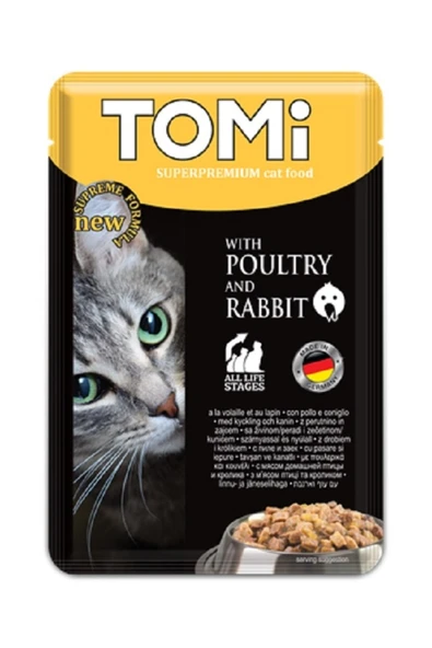 Tomi Kedi Kümes Hayvanı - Tavşan Pouch Mama 100gr