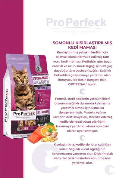 Pro Perfeck Premium Kısırlaştırılmış Somonlu Portakallı Kedi Maması 2KG - 3