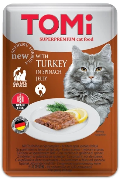 Tomi Kedi Hindi - Ispanak Tahılsız Pouch Mama 100gr (pate)