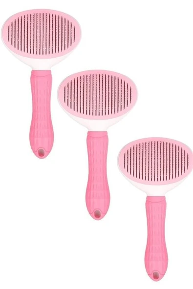Kedi Köpek Tüy Toplayıcı Kendini Temizleyebilen Ergonomik Saplı Evcil Hayvan Tarağı Pembe - 7
