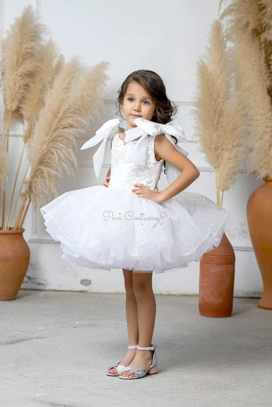 Dantelli Mini Elbise Beyaz - 2