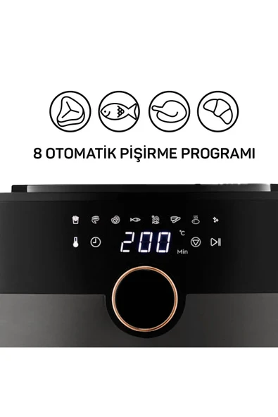 Arzum AR2074-G Airtasty XL Yağsız Fritöz Airfryer, 6 Litre Kapasite, Gümüş - 2