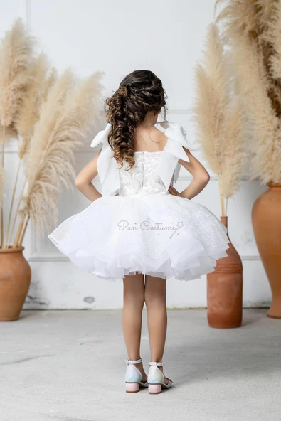 Dantelli Mini Elbise Beyaz - 3