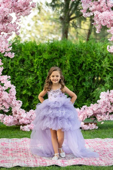 Lila Kız Çocuk Elbise - 8