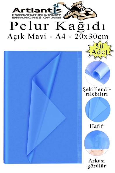 Pelur Kağıdı Renkli 50 li 1 Paket A4 Pelur Kagıt Moda Tasarım Tekstil Hediye Paketleme Ambalaj Kağıdı Parti Doğum Günü - 2