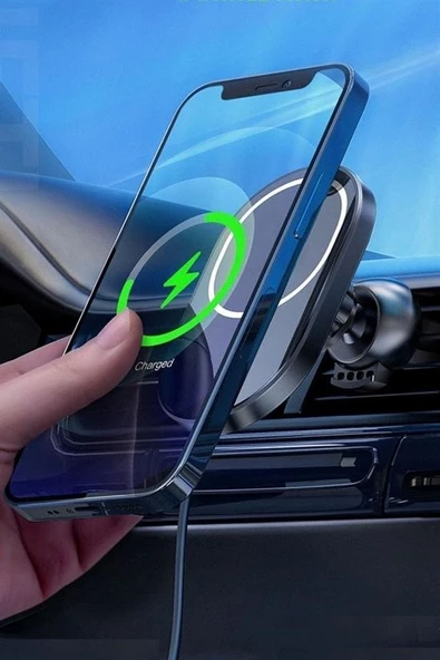 15w Mıknatıslı Takılabilen Hızlı Şarj Tüm Cihaz Ve Araçlara Uyumlu Araç İçi Şarj Cihazı - 6