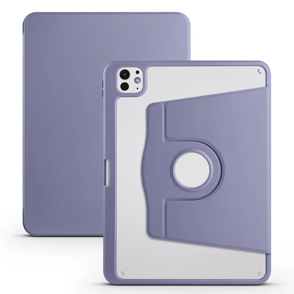 iPad Pro 11 2024 Kılıf Termik Kalem Bölmeli Dönebilen Standlı Kılıf - Resim 7