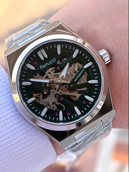 Ferrucci Otomatik&Kurmalı 3 Atm Suya Dayanıklı Çelik Kordonlu Erkek Kol Saati BFC.03532.02 ürün görseli