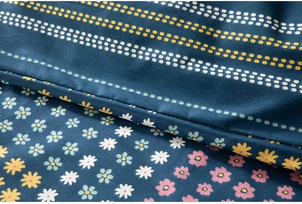 English Home Daisy Patchwork Pamuklu King Size Nevresim Seti 240x220 cm Lacivert - 4