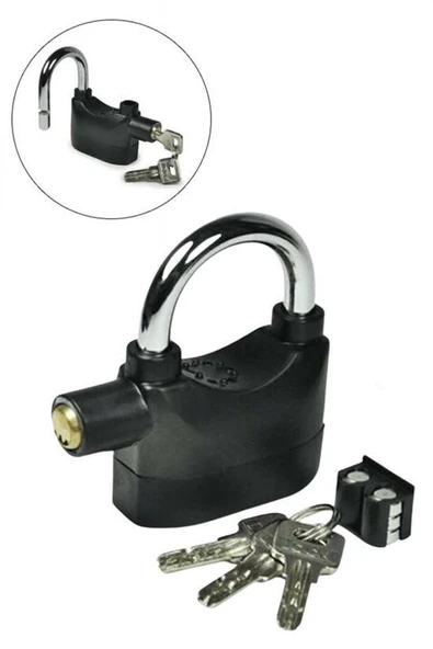 Desibel Siyah Alarmlı Çok Fonksiyonlu Ekstra Güvenlikli Kare Asma Dolap Kilidi - 6