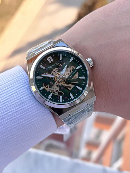 Ferrucci Otomatik&Kurmalı 3 Atm Suya Dayanıklı Çelik Kordonlu Erkek Kol Saati BFC.03532.02 - Resim 2