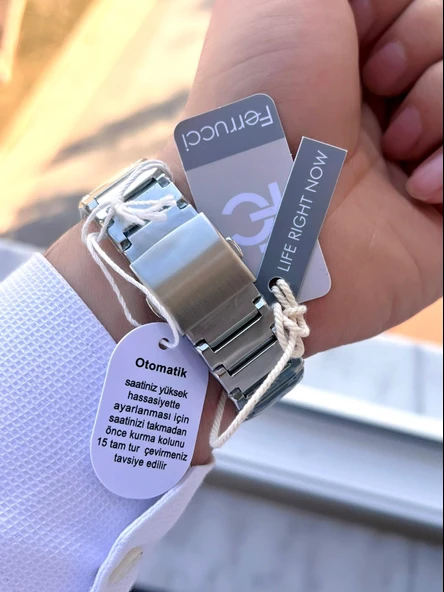 Ferrucci Otomatik&Kurmalı 3 Atm Suya Dayanıklı Çelik Kordonlu Erkek Kol Saati BFC.03532.02 - Resim 6