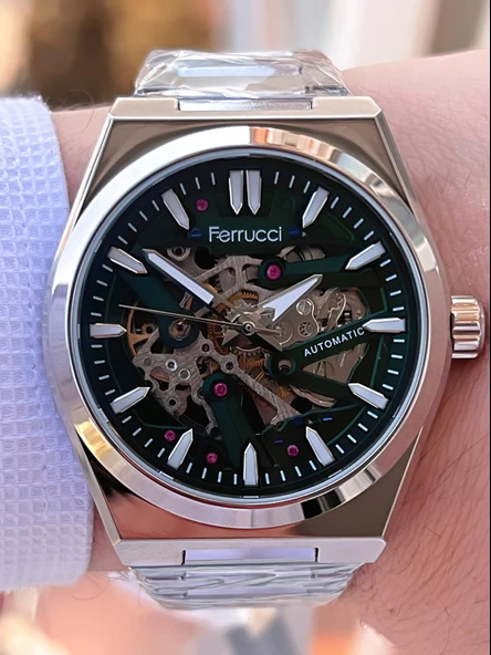 Ferrucci Otomatik&Kurmalı 3 Atm Suya Dayanıklı Çelik Kordonlu Erkek Kol Saati BFC.03532.02 - Resim 3