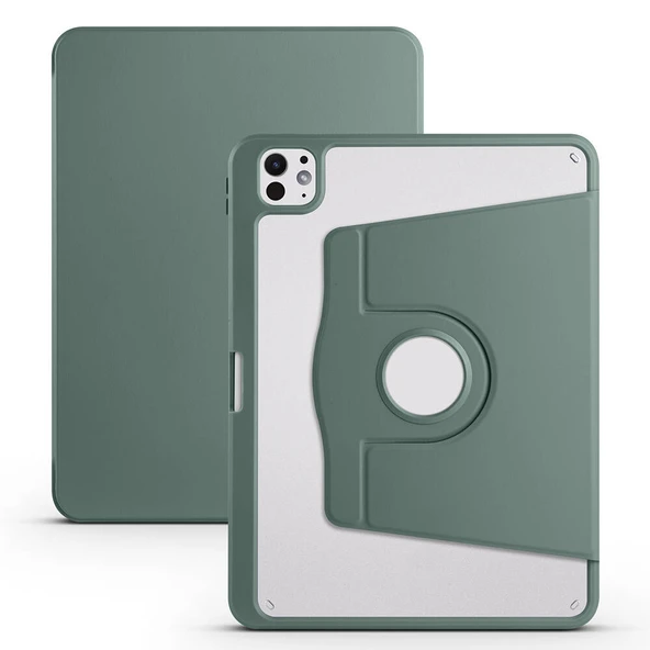 iPad Pro 11 2024 Kılıf Termik Kalem Bölmeli Dönebilen Standlı Kılıf - Resim 4