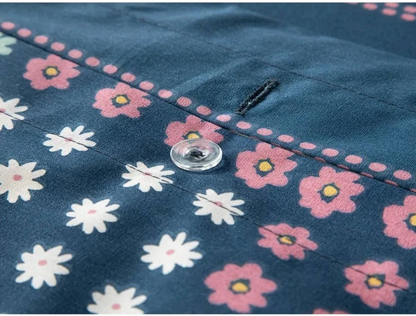 English Home Daisy Patchwork Pamuklu King Size Nevresim Seti 240x220 cm Lacivert - 5