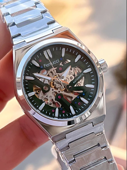 Ferrucci Otomatik&Kurmalı 3 Atm Suya Dayanıklı Çelik Kordonlu Erkek Kol Saati BFC.03532.02 - Resim 4