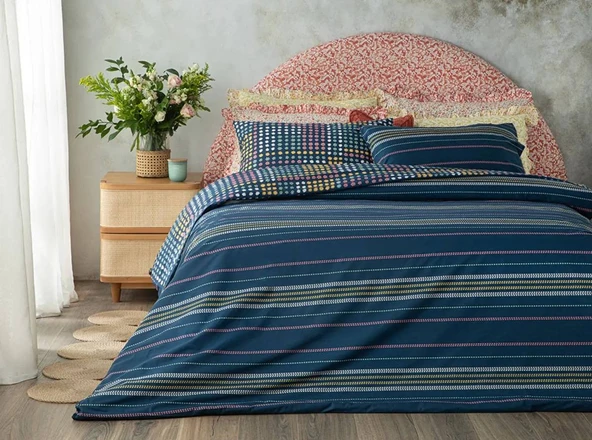 English Home Daisy Patchwork Pamuklu King Size Nevresim Seti 240x220 cm Lacivert - 2