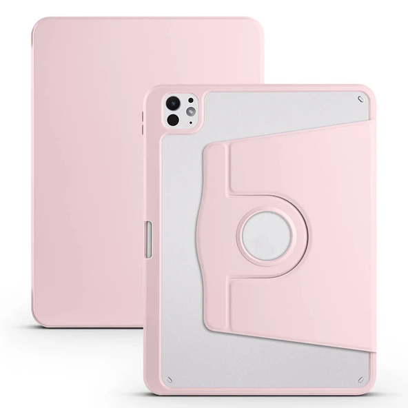 iPad Pro 11 2024 Kılıf Termik Kalem Bölmeli Dönebilen Standlı Kılıf - Resim 10