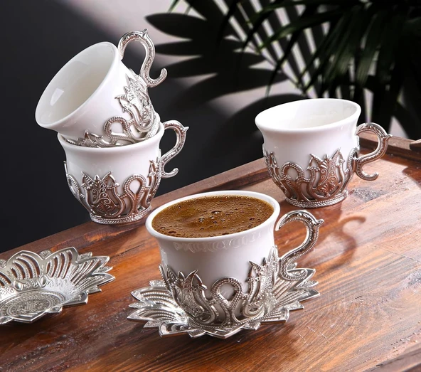Bakır kahve fincanı seti takımı - kahve sunum seti