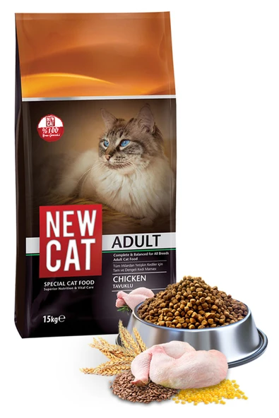 NEW CAT Tavuklu Yetişkin Kedi Maması 15 Kg