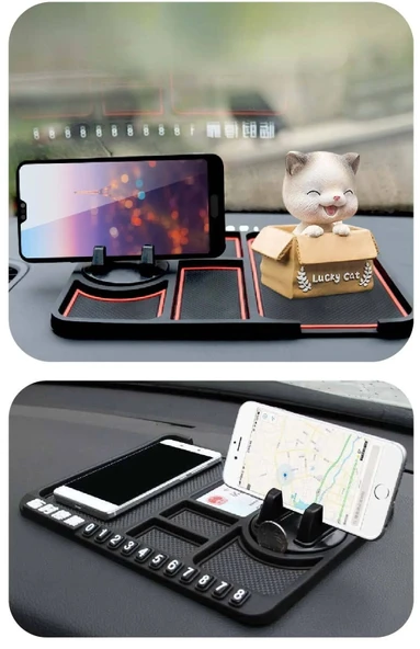 Numaratörlü Araç Içi Torpido Üstü Kaymaz Ped Mat Telefon Gözlük Tutucu Torpido Telefon Tutucu - 2