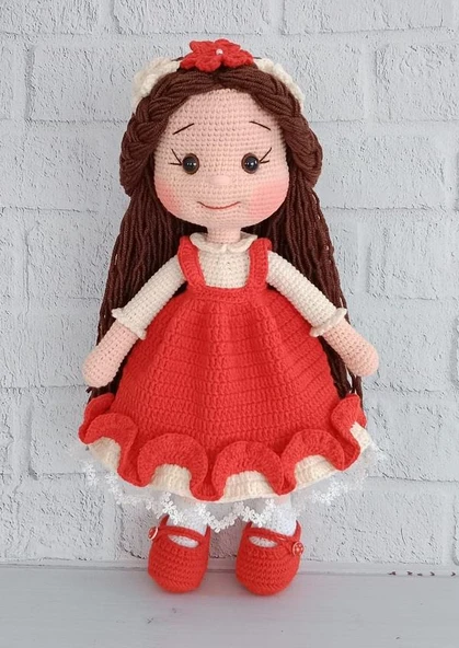 Kırmızı Merve Bebek Amigurumi Organik Oyuncak - 1