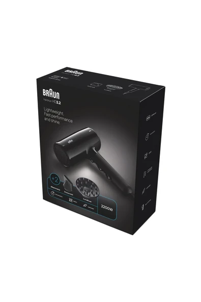 BRHD225E HD2.2 IONTEC Difüzörlü Saç Kurutma ve Fön Makinesi, 2 Başlıklı, 2200W - 2
